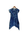 SIDEDROP DRESS, DARK BLUE, SHIBORI, COTTON