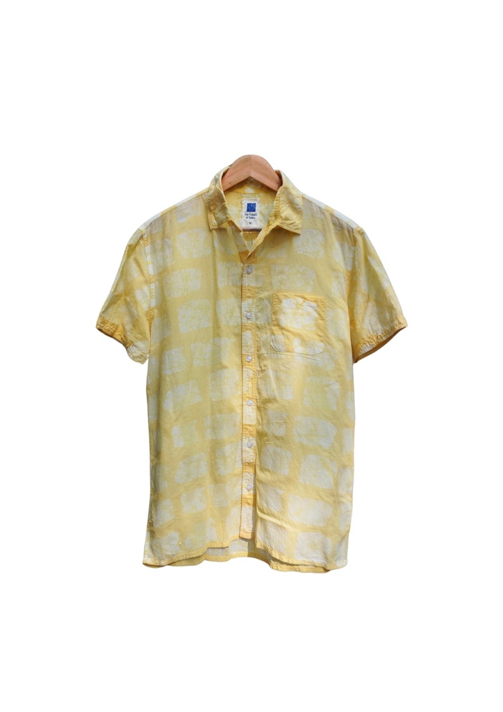 MADRAS SS SHIRT, YELLOW, BATIK SQUARES, COTTON