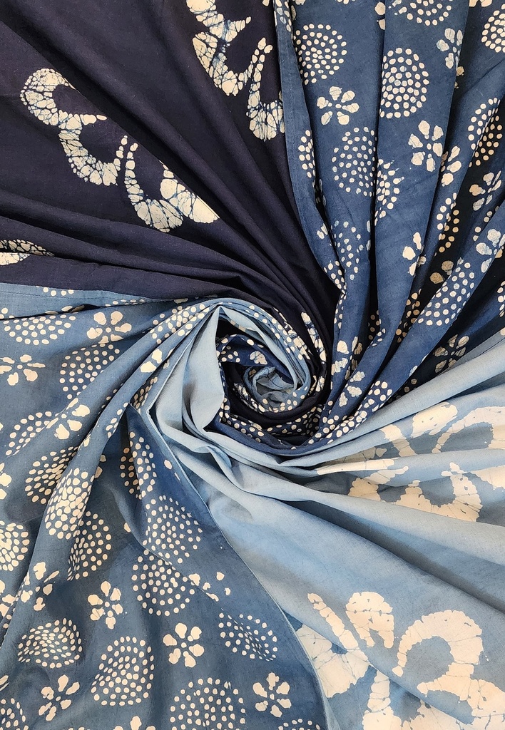 DOUBLE BEDSHEET, DARK BLUE, BATIK INDIGO DREAMS, COTTON