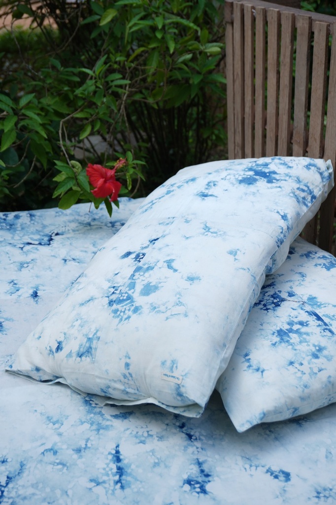SET PILLOW COVER, LIGHT BLUE, BATIK SHIBORI, COTTON
