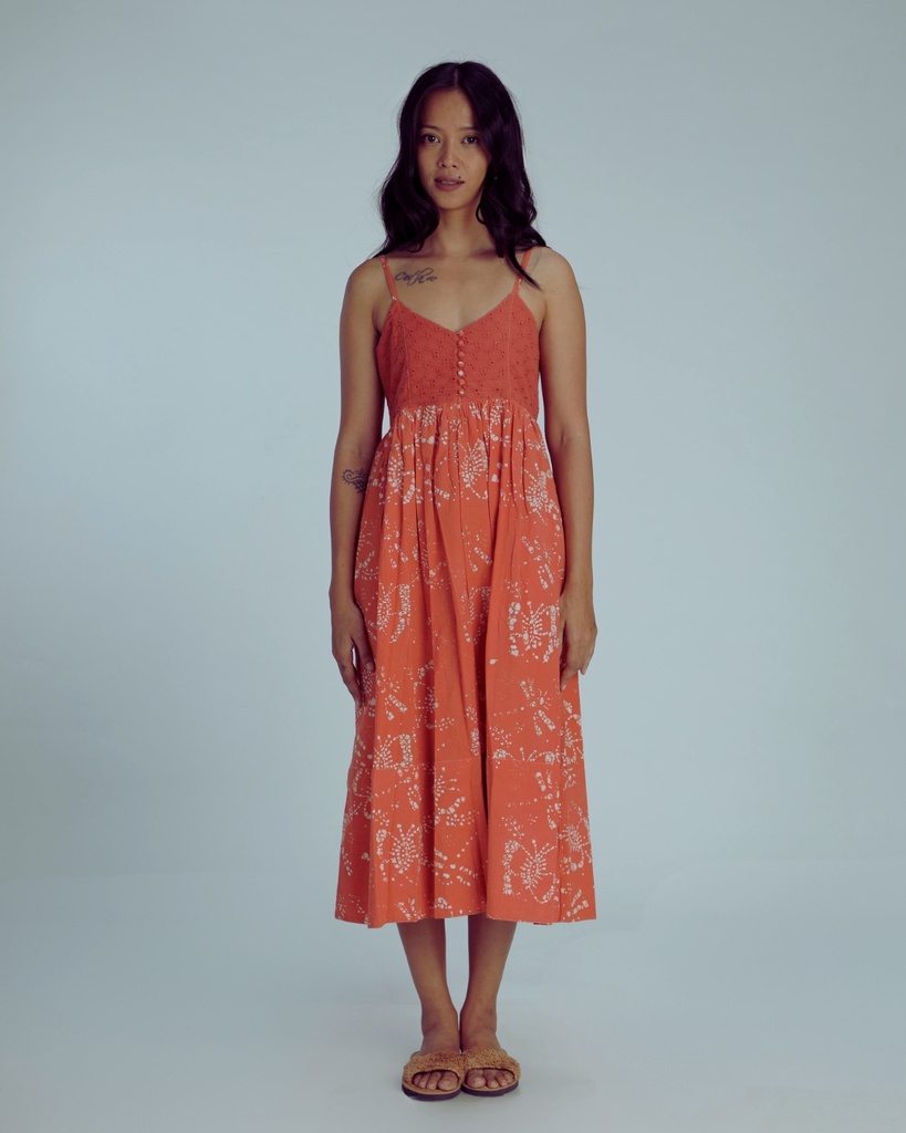 STRAPPY DRESS, PINK, BATIK, COTTON