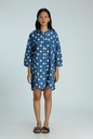 OVERSIZED KURTA, BLUE, BATIK SPOTS, COTTON
