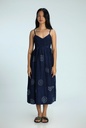 STRAPPY DRESS, DARK BLUE, BATIK ROUNDFLOWER, COTTON
