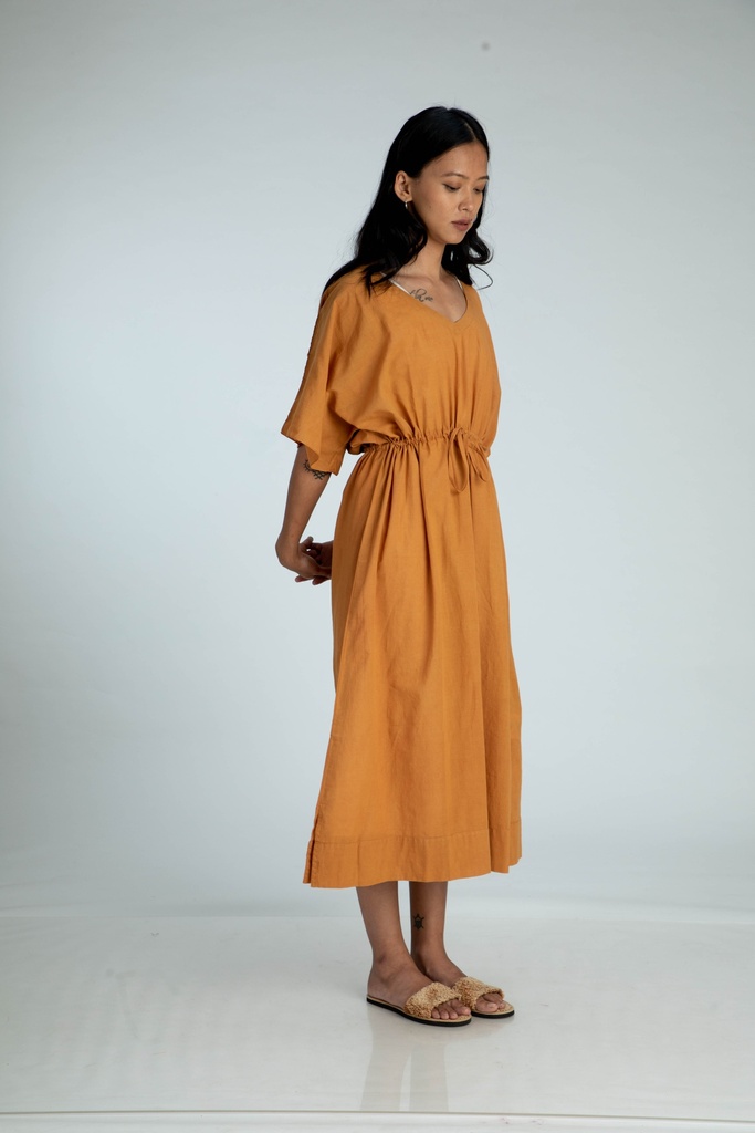 MAXI STRING KAFTAN, OCHRE, COTTON