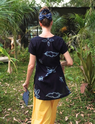 LOOP SS TOP, BLUE-WHITE, SHIBORI, COTTON