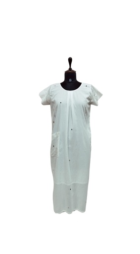 LAVANYA DRESS, WHITE, EMBROIDERY-CONE TREES, COTTON