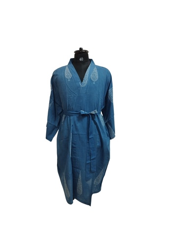 [KIM-LON-BL_63-BTK_224-COT/0S] LONG KIMONO, BLUE C063, BATIK BKC-224, COTTON