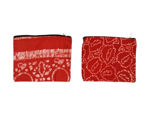 [POU-MED-RD_195-BTK_154_92-COT/0S] MEDIUM POUCH, RED, BATIK, COTTON