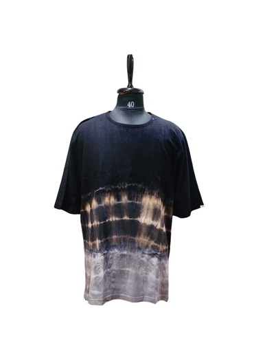 [T_S-OVE-BK_RU_EC-OMB-COT/0S] T-SHIRT, OVERSIZED, BLACK-RUST-ECRU, OMBRE, COTTON