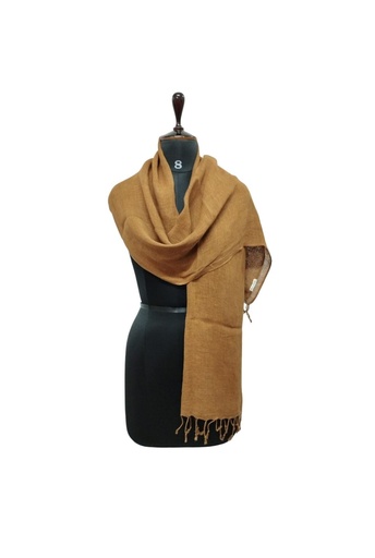 [SCA-PLA-BR_41-NON-COT_LIN/0S] PLAIN SCARF, BROWN 41, COTTON-LINEN BLEND