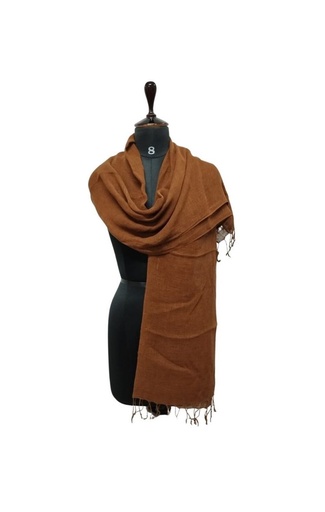 [SCA-PLA-BR_42-NON-COT_LIN/0S] PLAIN SCARF, BROWN 42, COTTON-LINEN BLEND