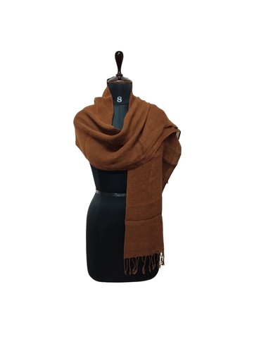 [SCA-PLA-BR_44-NON-COT_LIN/0S] PLAIN SCARF, BROWN 44, COTTON-LINEN BLEND