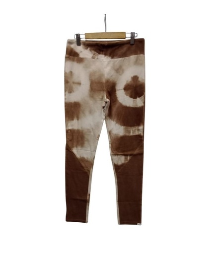 YOGA LEGGINGS, BROWN-WHITE, SHIBORI, COTTON
