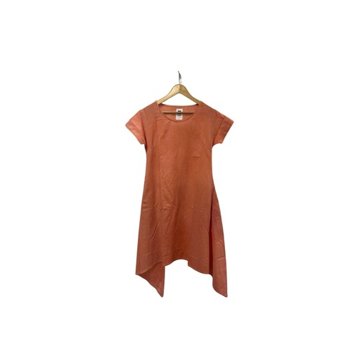 SIDEDROP DRESS, PEACH, PLAIN, COTTON