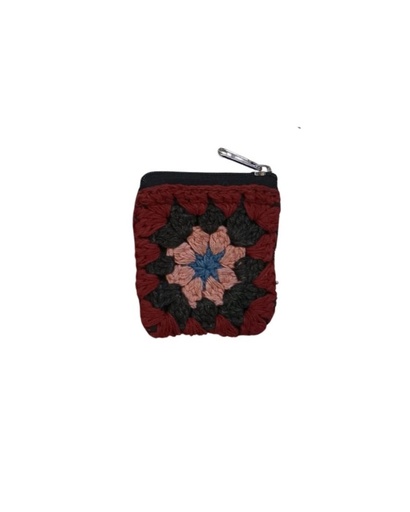 [POU-1_CRO-FL_S-COT] 1-CROCHET COIN POUCH, FLOWER, SMALL, COTTON