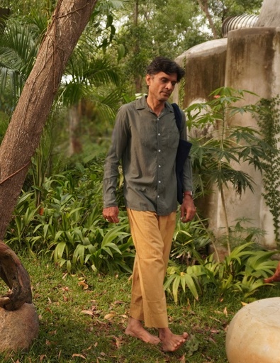 MADRAS LS SHIRT, GREY, COTTON