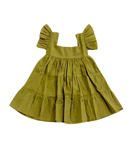 [DRE-BBY-GR-NON-COT/2_3] BABY PAA DRESS, GREEN, COTTON