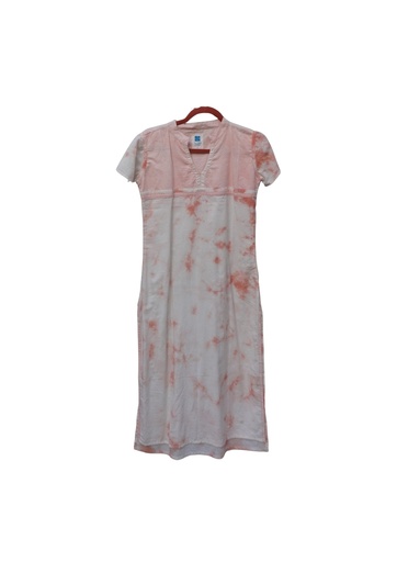 [KUR-SHA-PE_WH-BTK-COT/S] SHANTI KURTA, PINK-WHITE, SHIBORI BATIK, COTTON