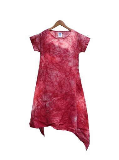 SIDEDROP DRESS, RED, BATIK FULL, COTTON