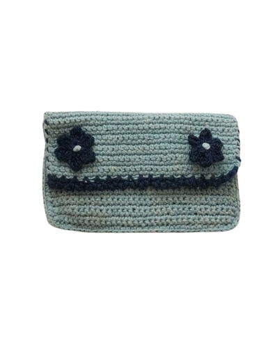 [POU-CRO-L_BL-COT/0S] CROCHET POUCH, LIGHT BLUE, COTTON