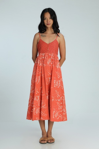 STRAPPY DRESS, PINK, BATIK, COTTON