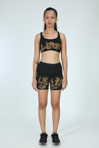 SPORTS SHORTS, BROWN-BLACK, HALF CRUSHING, COTTON